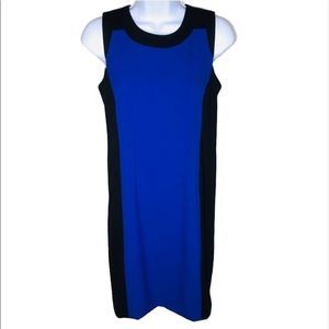 Calvin Klein Blue & Black Color Block Sheath Dress